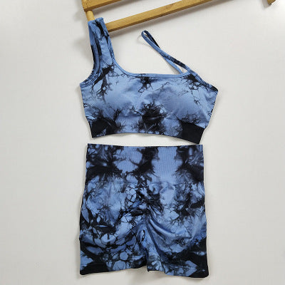 High Waist Hip Lift Tie-Dye Sports Bra & Running Shorts Set